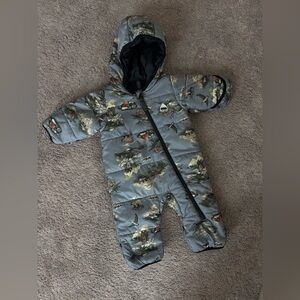 BURTON Infant Snowsuit Bunting Outdoor Fishing Scene 3-6 Months Blue Dry Ride